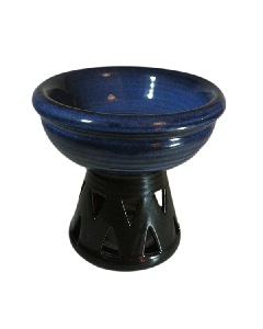 Large Ceramic Oil Burner - Black & Blue