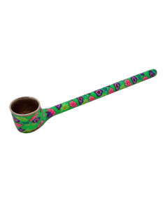 Metal Fimo Pipe - Green With Flowers Pattern - 11cm