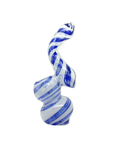 17cm Bubbler - Blue & White Spirals